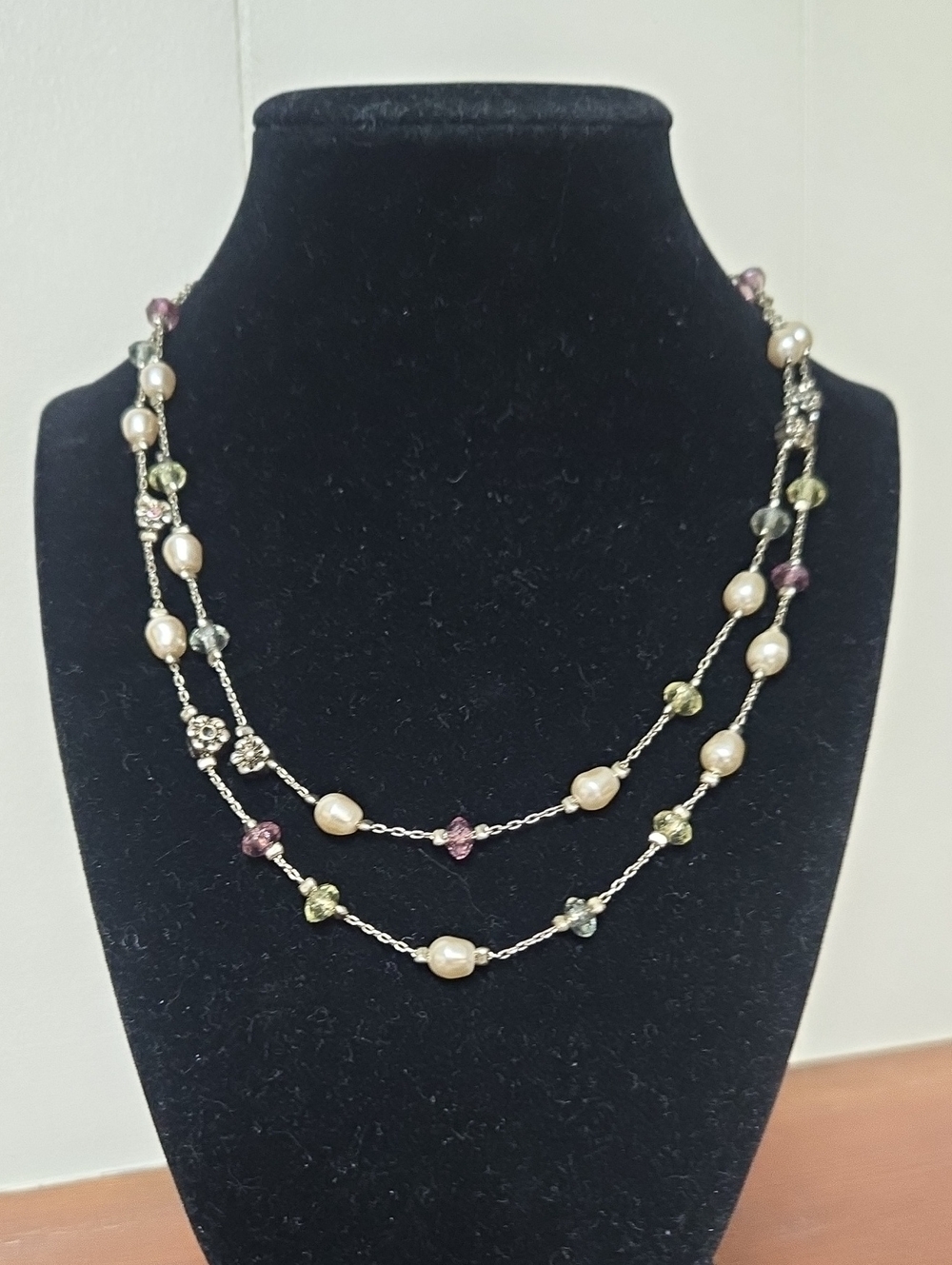Premier Designs Multi-Strand Pearl & Gemstone Necklace in Pink, Yellow and Clear